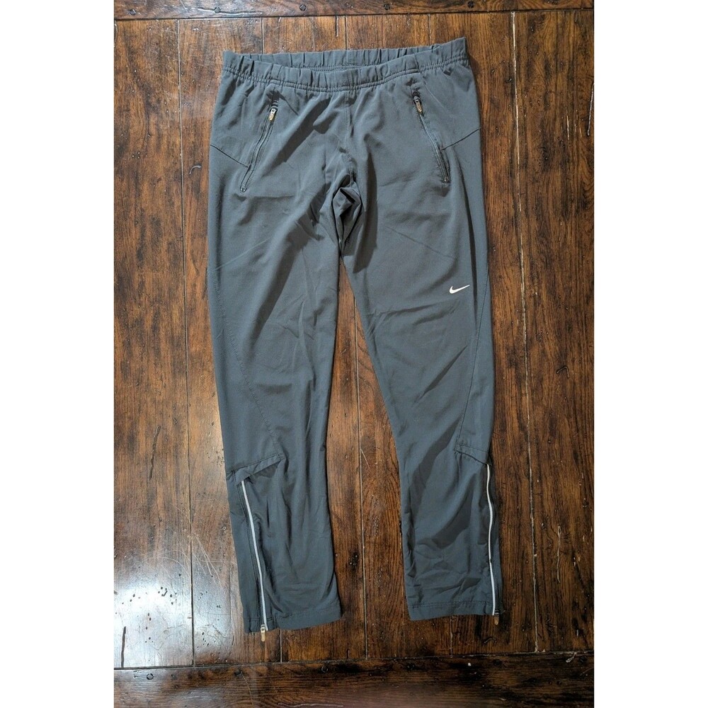 Nike Swift Running Pants XS Short Grey Athletic Joggers Zipper Hem Dri-FIT Yoga